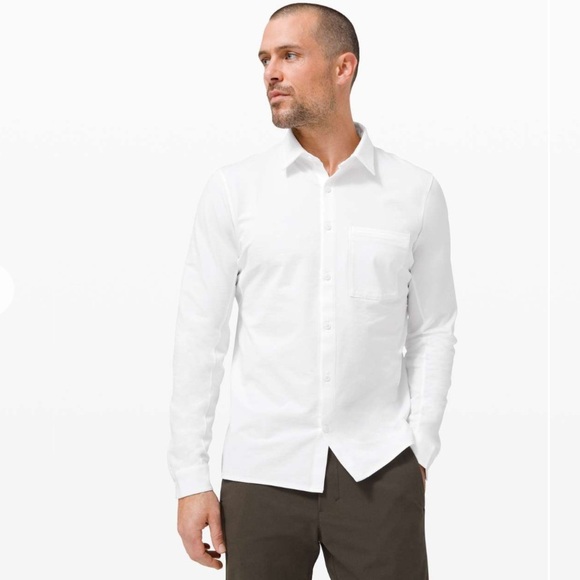 Lululemon Commission Long Sleeve Button Down Qwick Oxford in White Men’s Medium - Picture 1 of 6